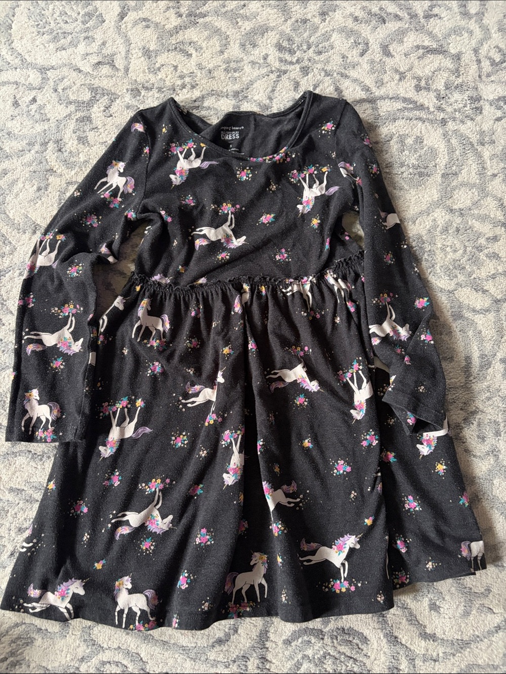 jumping beans Black Unicorn Print Long Sleeve Dress
